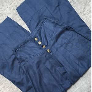 By Together Wide Leg Cotton Blend Button Fly Blue Pants Women's Small Bohemian